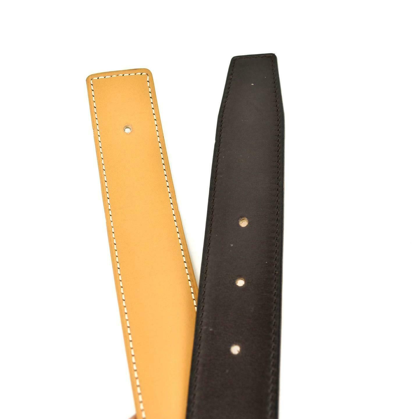 HERMES "Evelyne" Brown/Tan Reversible "H" Logo Belt fits 28"- 30" (wa)