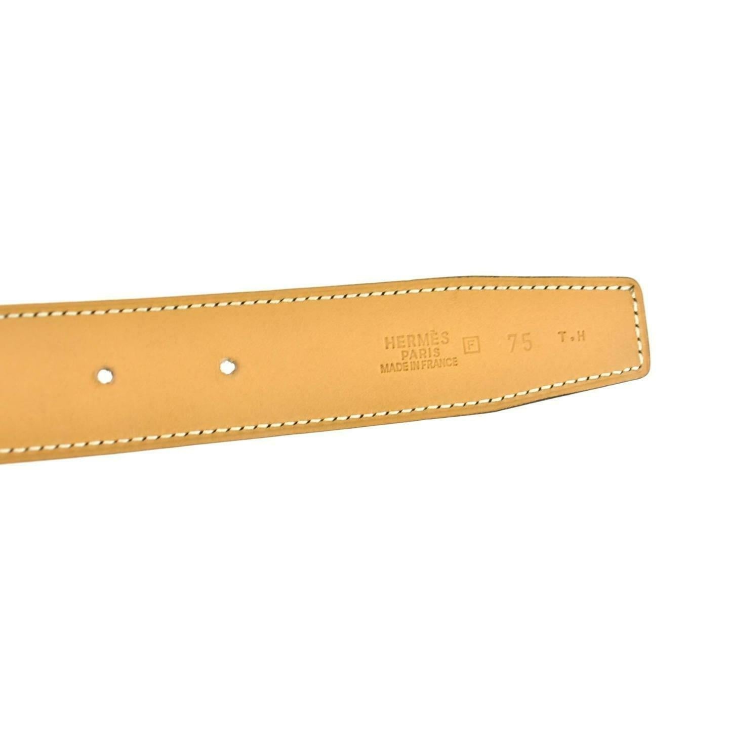 HERMES "Evelyne" Brown/Tan Reversible "H" Logo Belt fits 28"- 30" (wa)