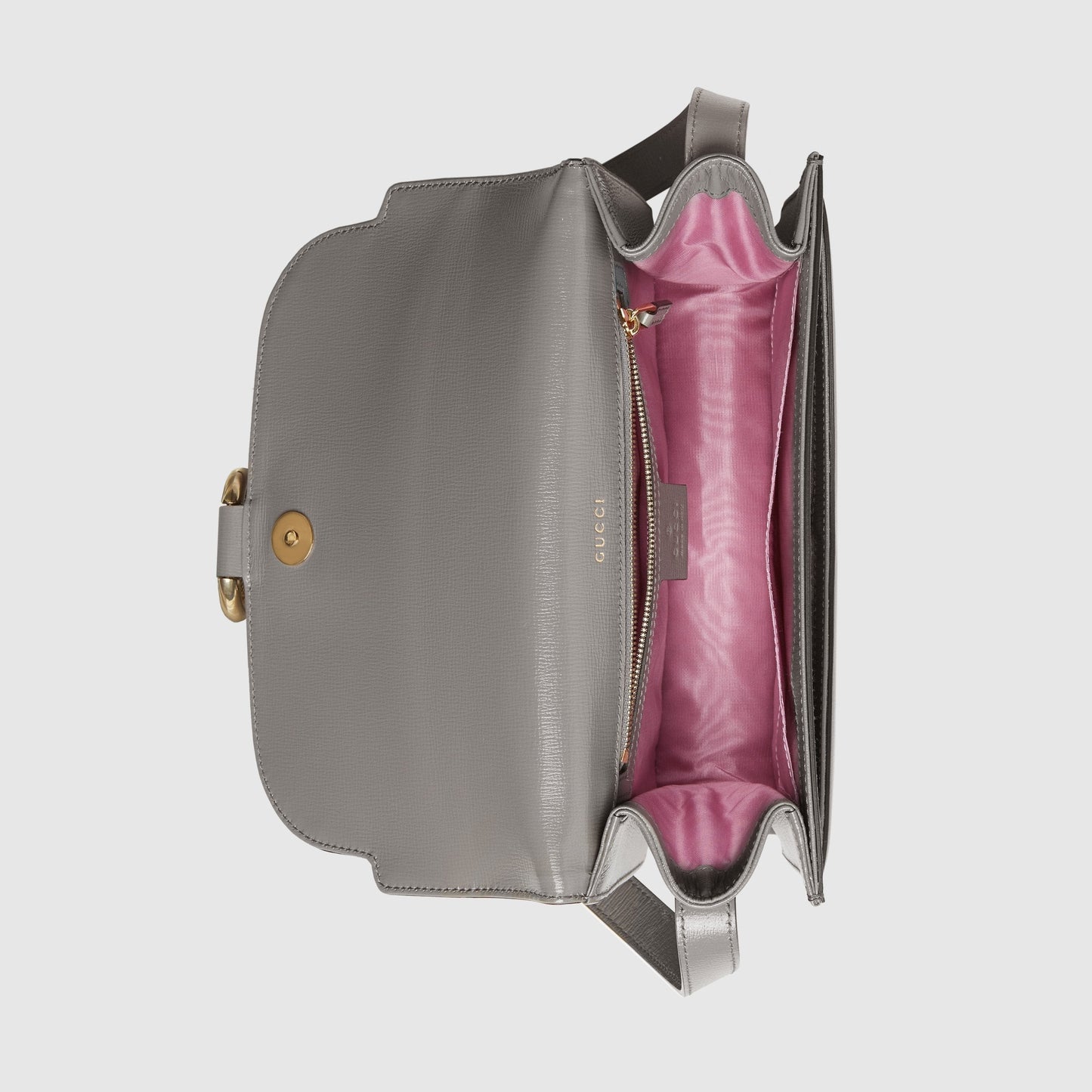 Gucci Small Leather Shoulder Bag Dusty Grey