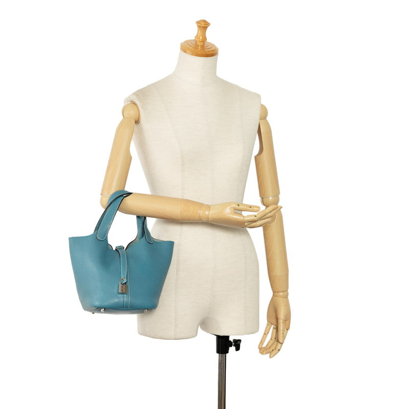 Hermes Picotin Lock PM Handbag Blue Jeans Clemence Hermes