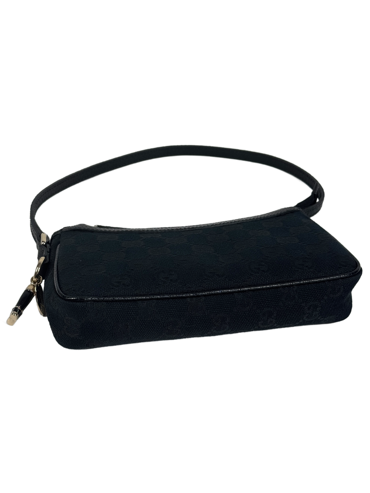 Gucci Vintage Black GG Monogram Mini Charmy Shoulder Pochette Bag