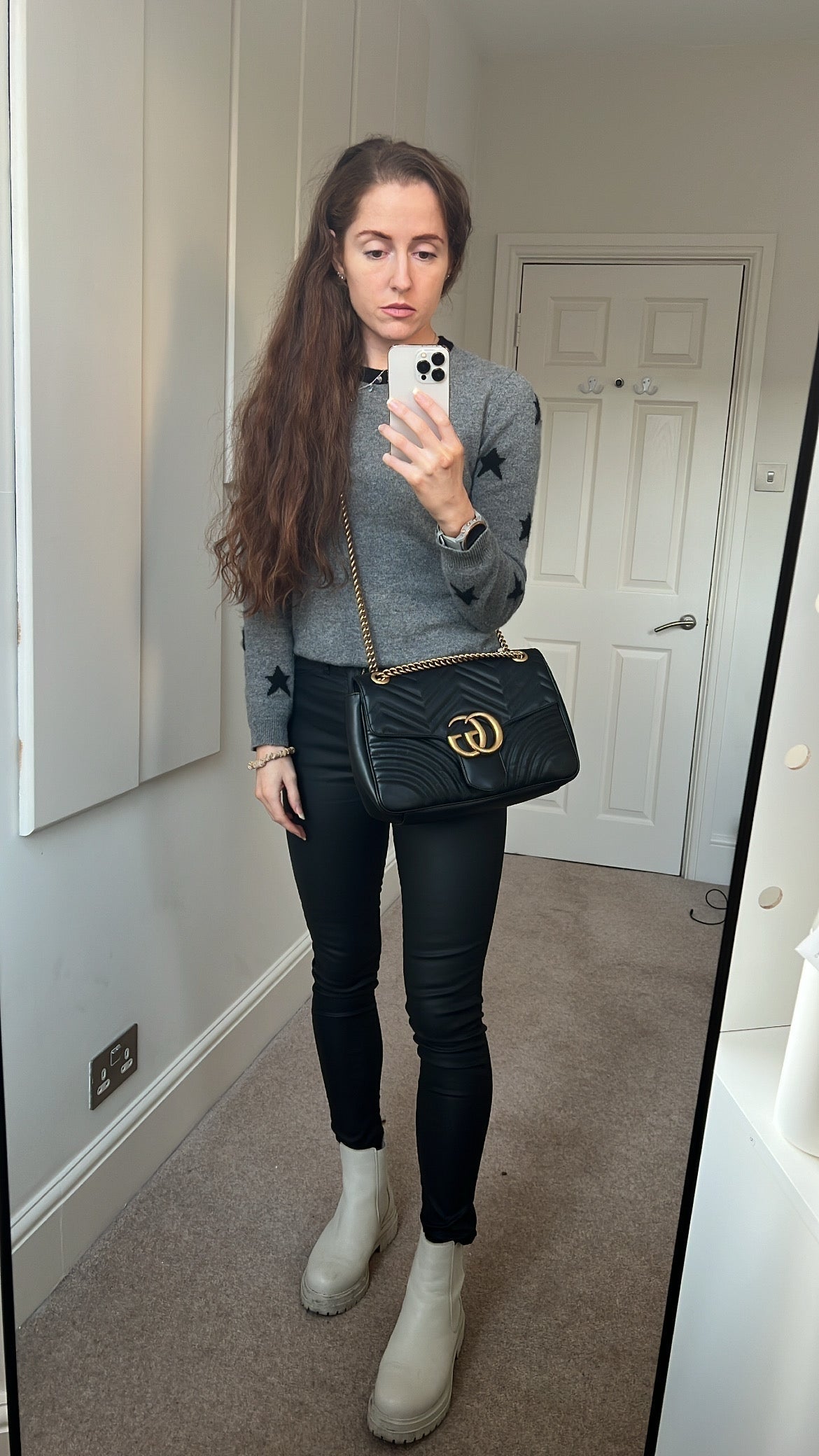 Gucci GG Black Marmont Medium Shoulder Bag