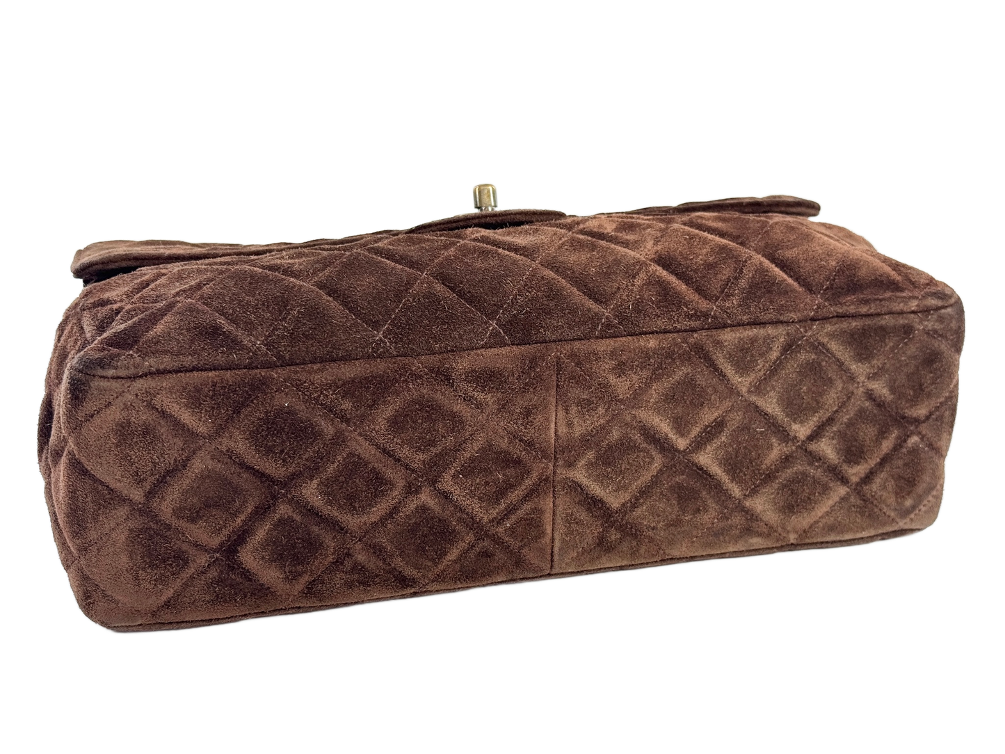 Chanel Vintage 90s Quilted Brown Suede Jumbo Flap Crossbody Bag