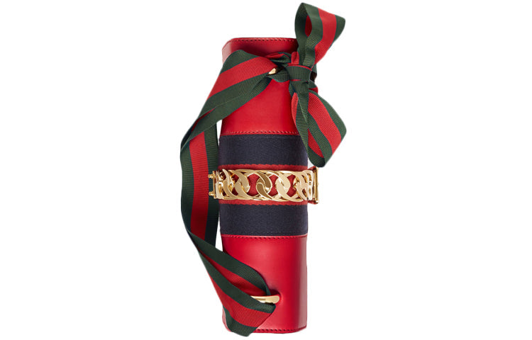 (WMNS) Gucci Sylvie Gold buckle Stripe Webbing Bow Wide Version Leather handBag Small Red 421882-CVLEG-8604