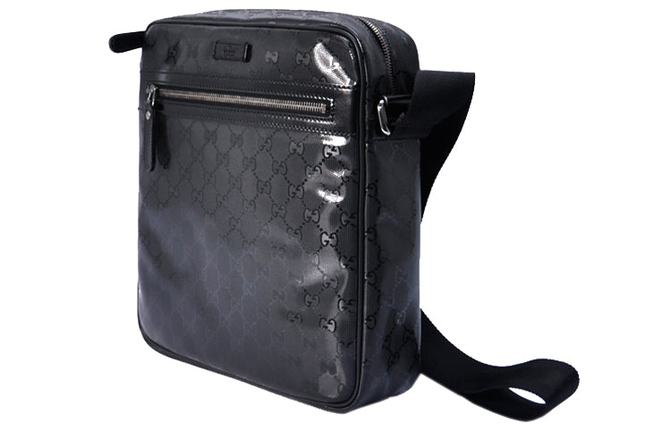 GUCCI Logo Leather Logo Shoulder Messenger Bag Black Classic 201448-FU4CR-1000
