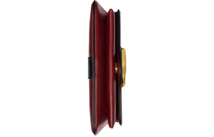 GUCCI Arli Gold Label Logo Colorblock Leather Shoulder Messenger Bag Small Red / Black 550129-0V1IG-6663