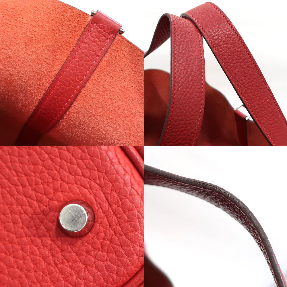 Hermes Handbag Picotin Lock Picotin Lock MM 22 Rouge/SV G Clemence O 2011 Manufactured Women Only Key/Cadena