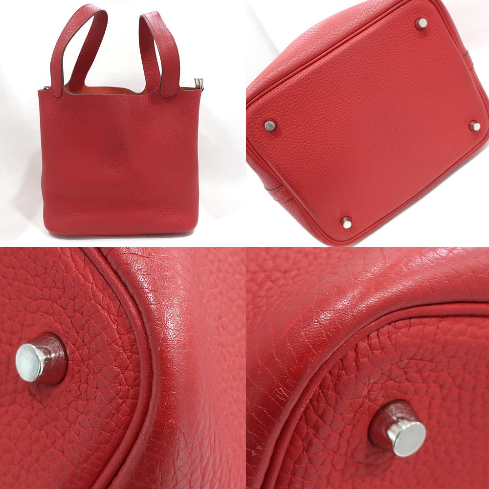 Hermes Handbag Picotin Lock Picotin Lock MM 22 Rouge/SV G Clemence O 2011 Manufactured Women Only Key/Cadena