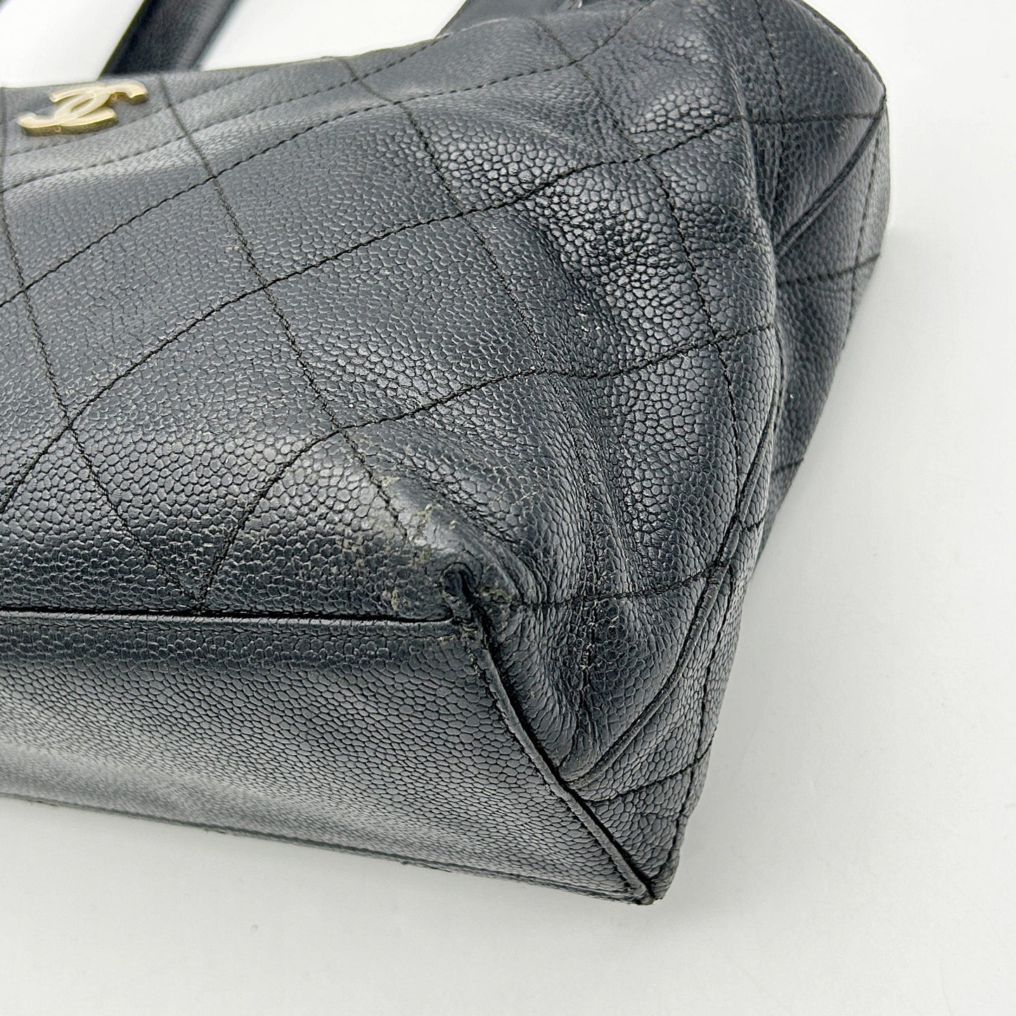 CHANEL Lambskin Quilted CC Shopping Tote Black LA3285