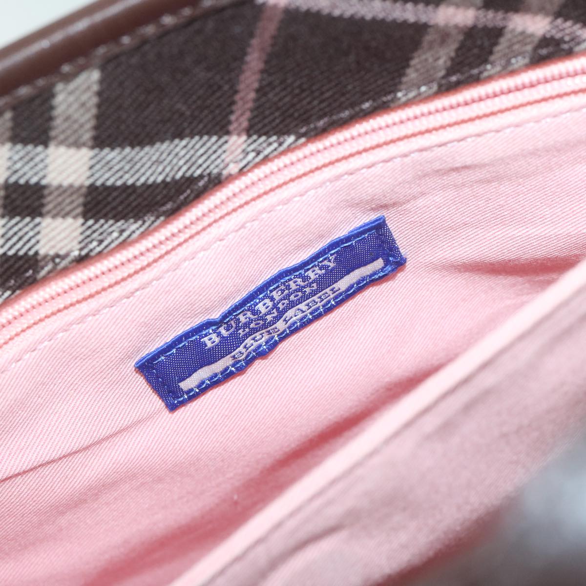 Burberry Nova Check Blue Label Shoulder Bag Canvas Brown Auth 60062