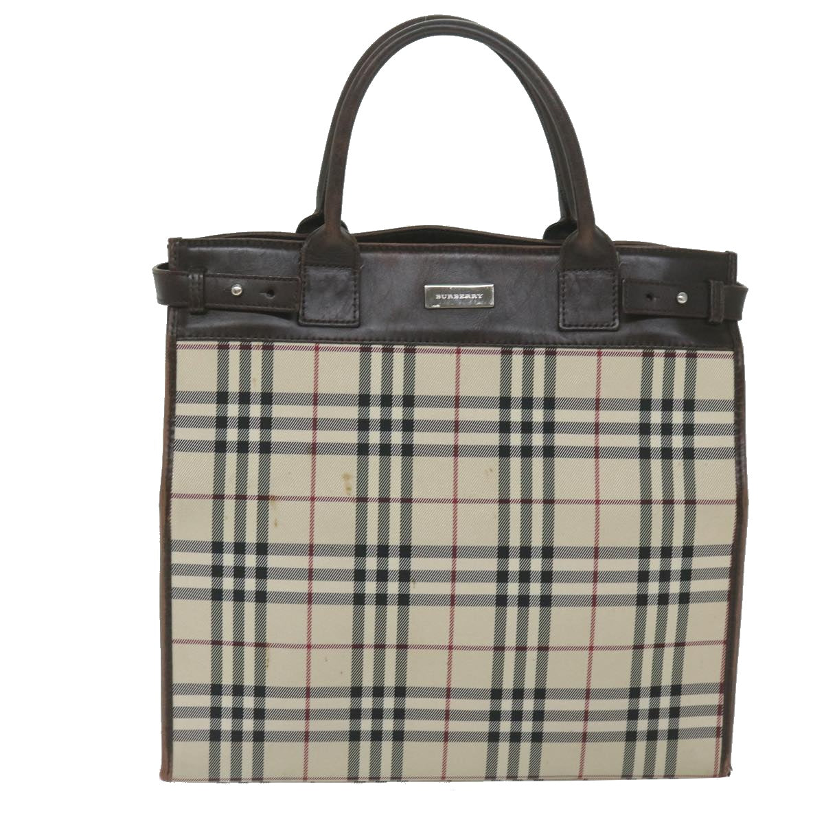 Burberry Nova Check Shoulder Bag Nylon Canvas Beige Auth 60156