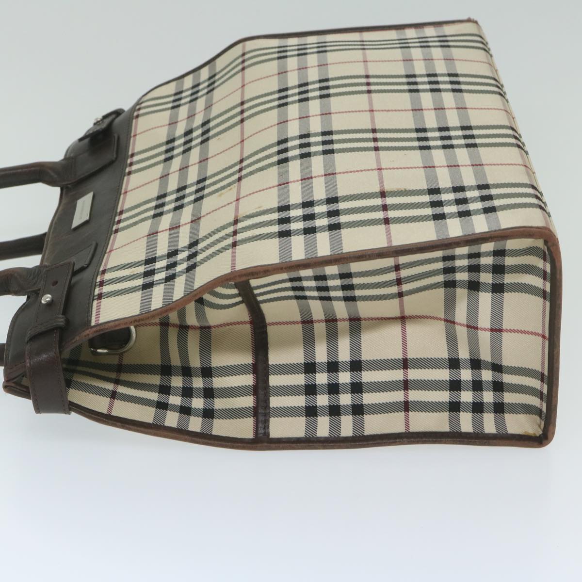 Burberry Nova Check Shoulder Bag Nylon Canvas Beige Auth 60156