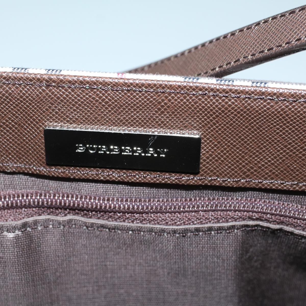 Burberry Nova Check Shoulder Bag Canvas Beige Brown Auth 60352