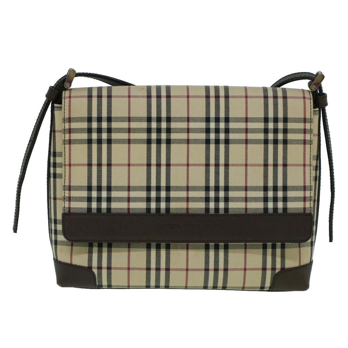 Burberry Nova Check Shoulder Bag Canvas Beige Brown Auth 60352
