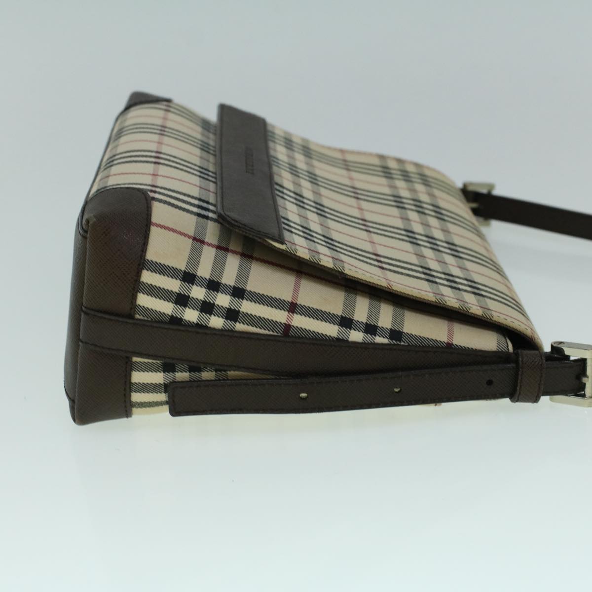 Burberry Nova Check Shoulder Bag Canvas Beige Brown Auth 60352