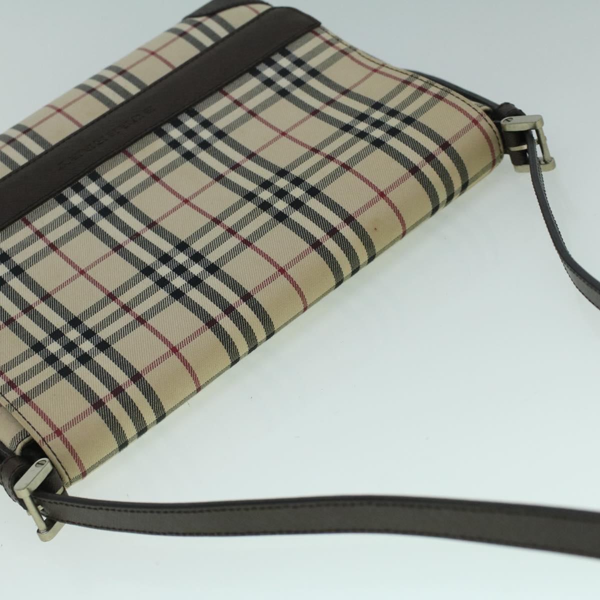 Burberry Nova Check Shoulder Bag Canvas Beige Brown Auth 60352