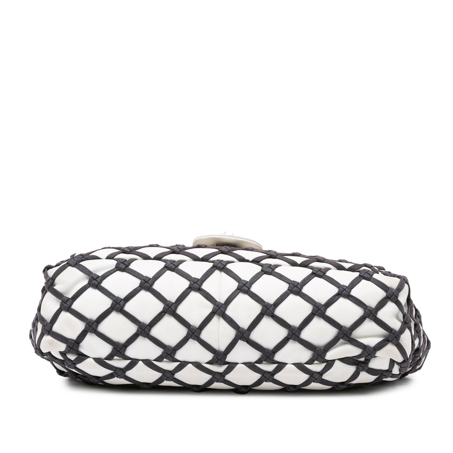 White Chanel Jumbo Calfskin Canebiers Net Flap Shoulder Bag