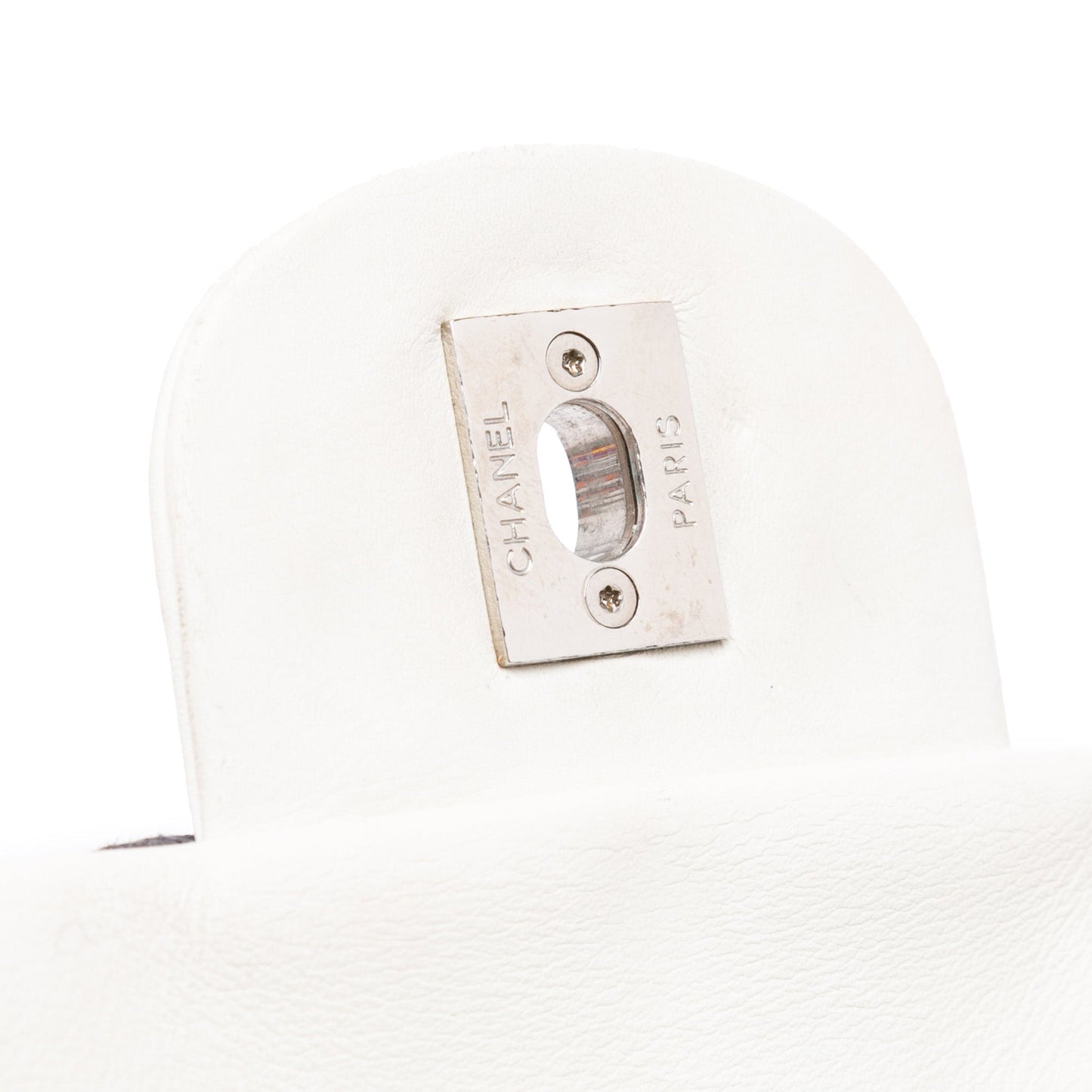 White Chanel Jumbo Calfskin Canebiers Net Flap Shoulder Bag