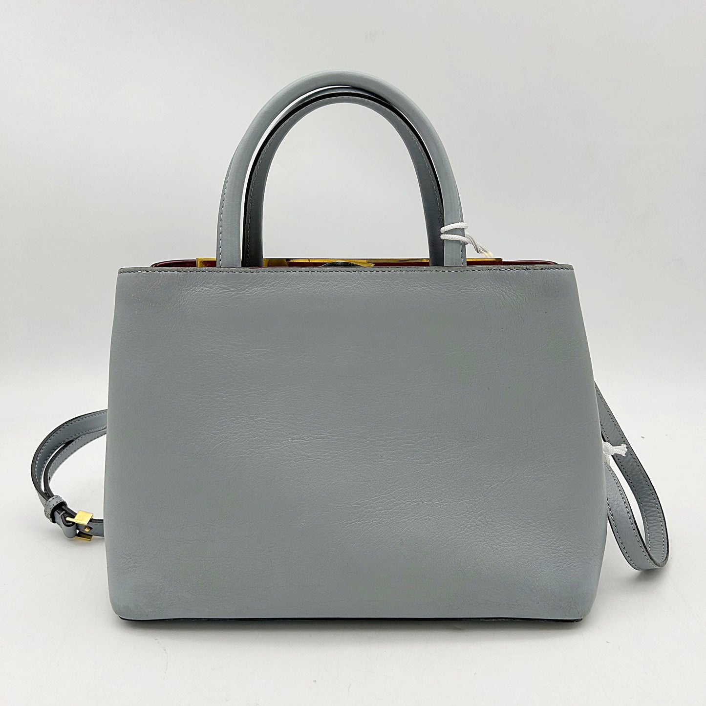 FENDI Vitello Dolce Century Petite 2Jours Tote Blue Red LA11451