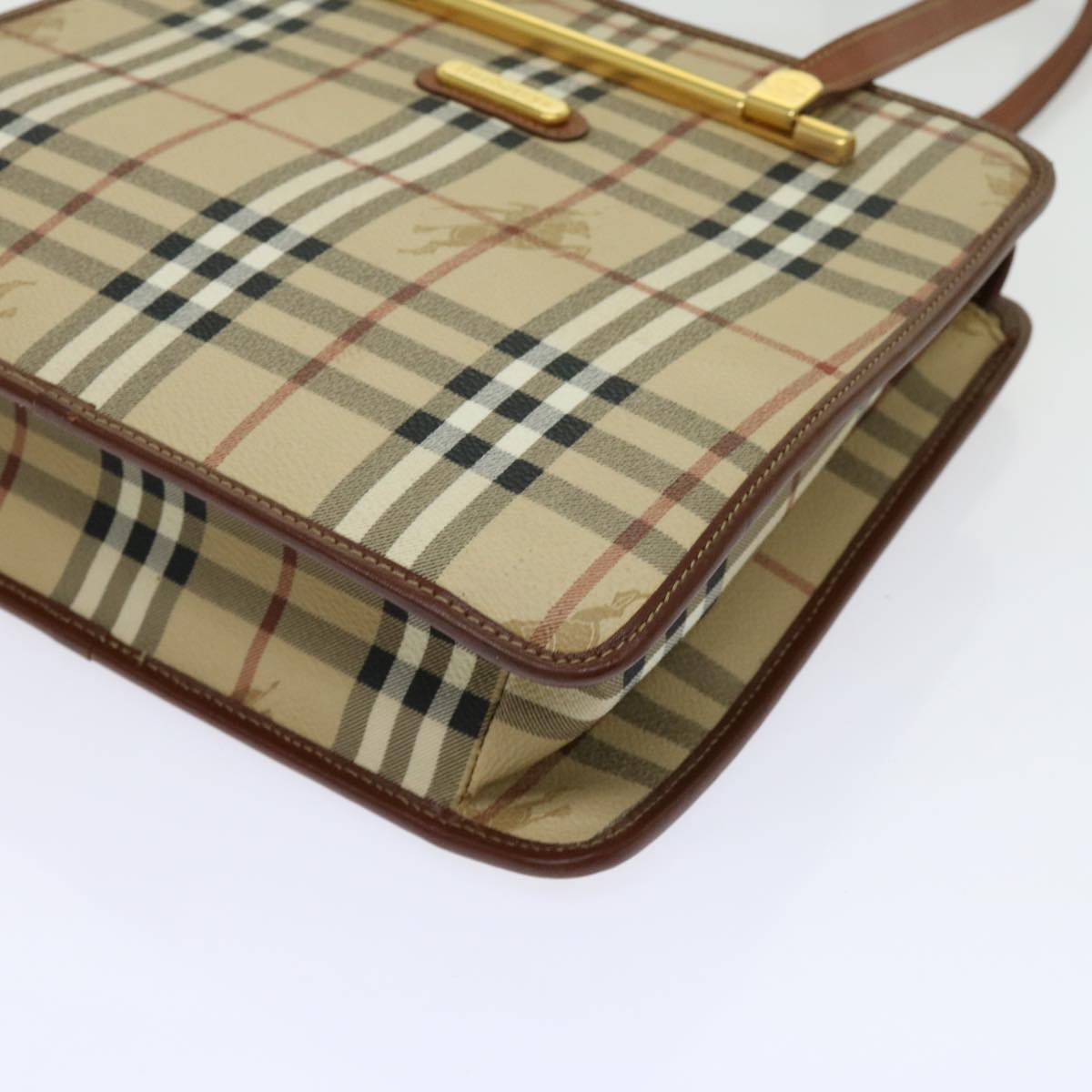 BurberrySs Nova Check Shoulder Bag PVC Leather Beige Auth 63316