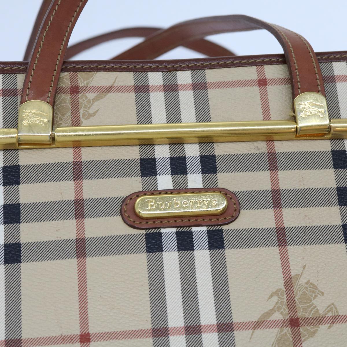 BurberrySs Nova Check Shoulder Bag PVC Leather Beige Auth 63316