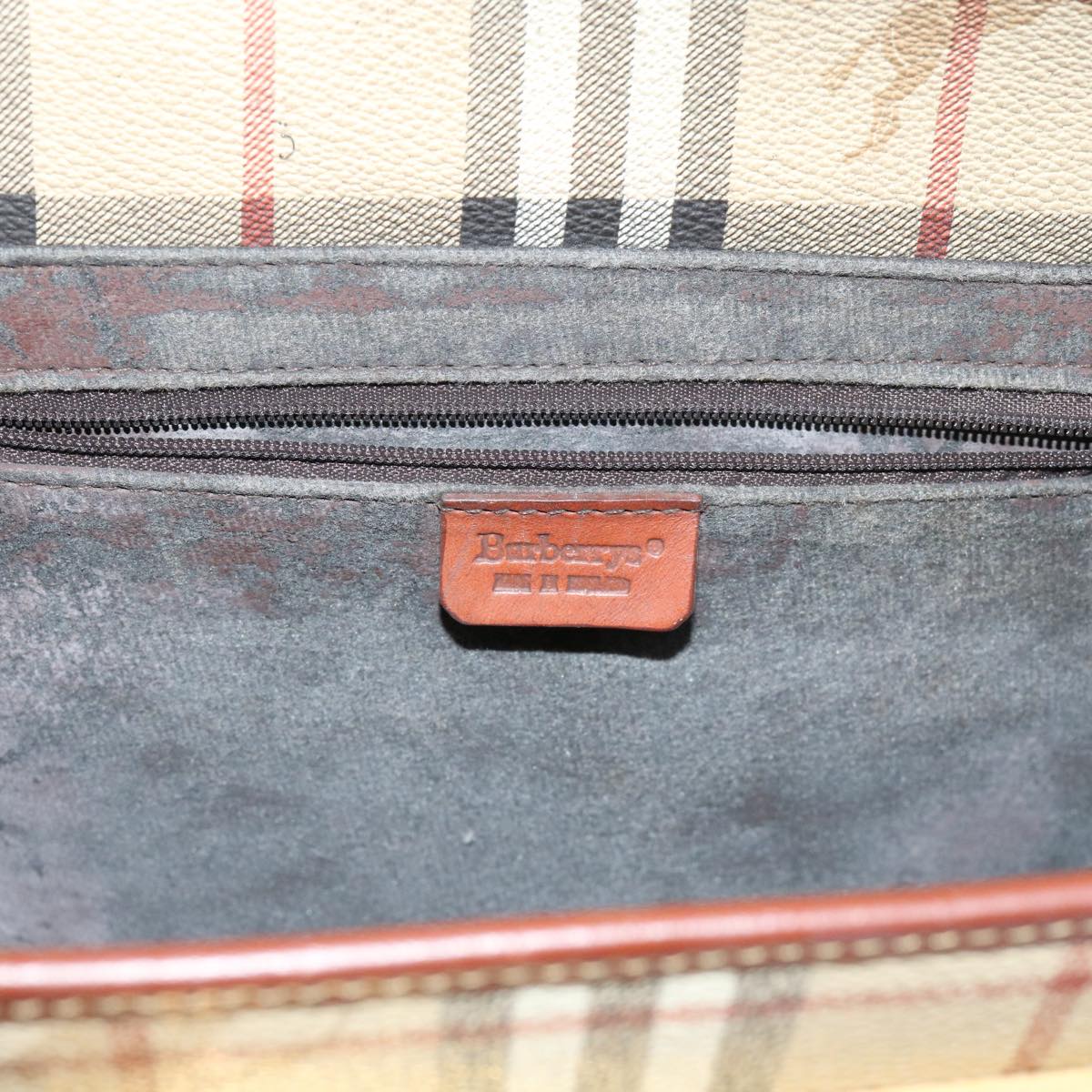 BurberrySs Nova Check Shoulder Bag PVC Leather Beige Auth 63316