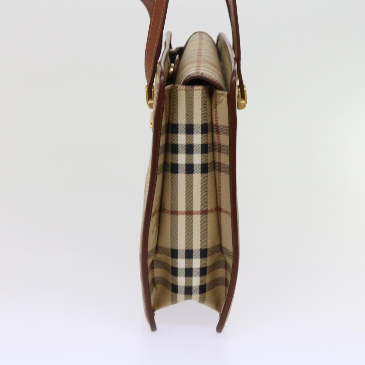 BurberrySs Nova Check Shoulder Bag PVC Leather Beige Auth 63316