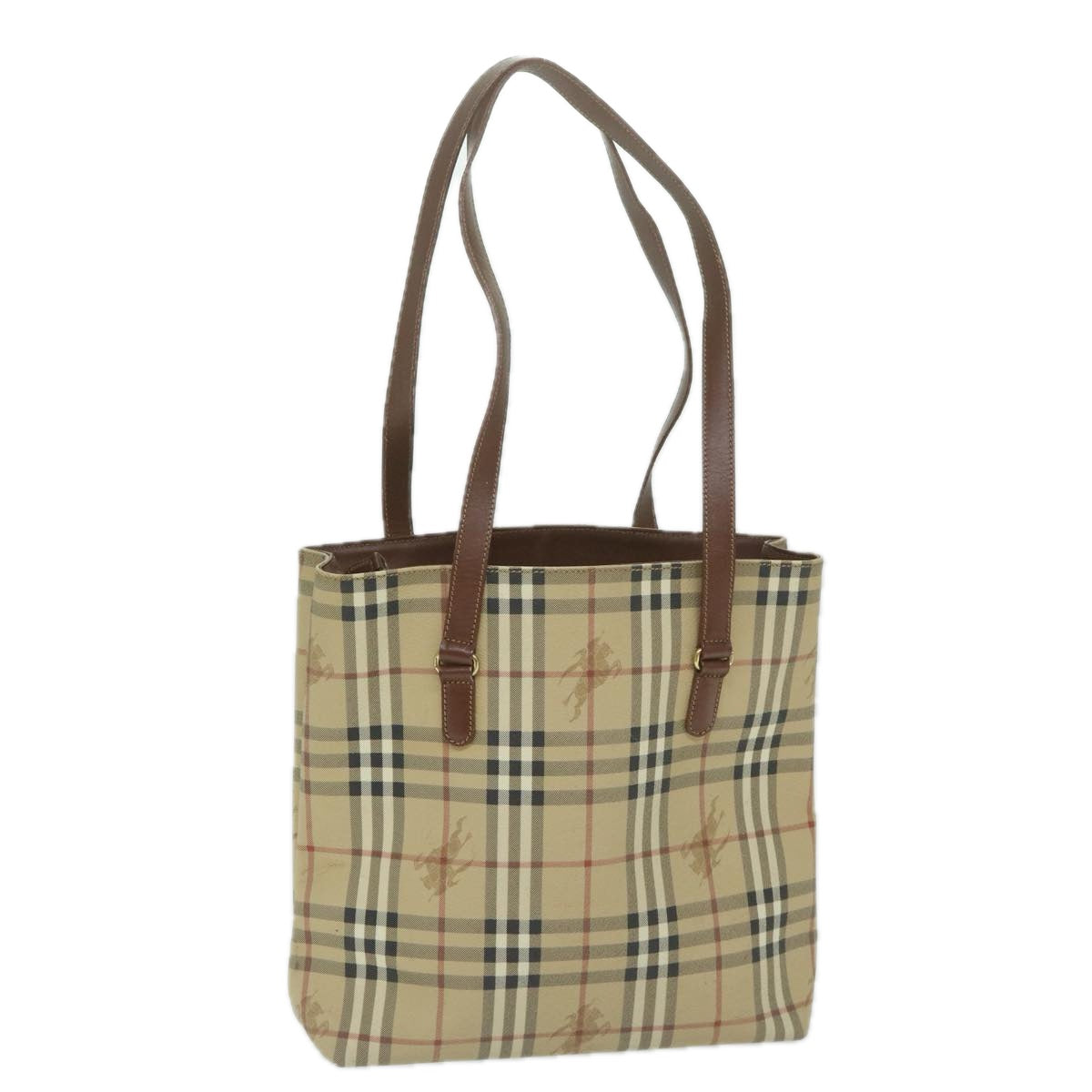 BurberrySs Nova Check Shoulder Bag PVC Leather Beige Auth 63774
