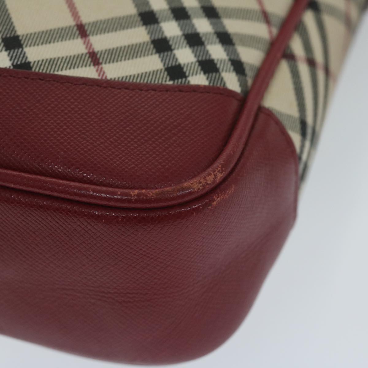 BurberrySs Nova Check Shoulder Bag Nylon Canvas Beige Red Auth 63826