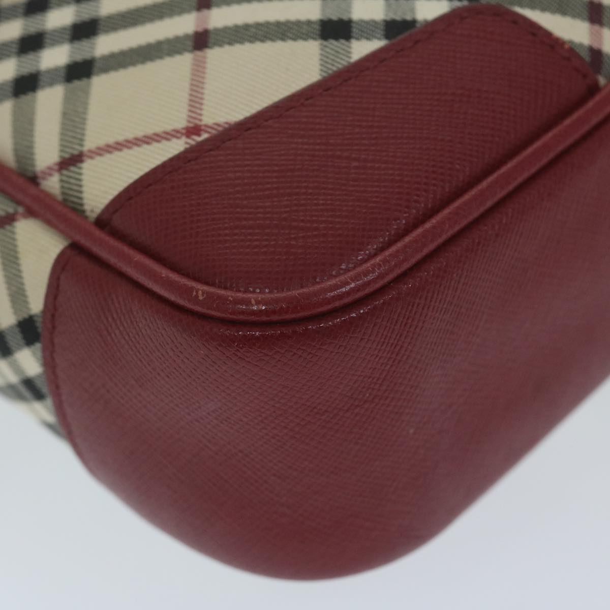 BurberrySs Nova Check Shoulder Bag Nylon Canvas Beige Red Auth 63826