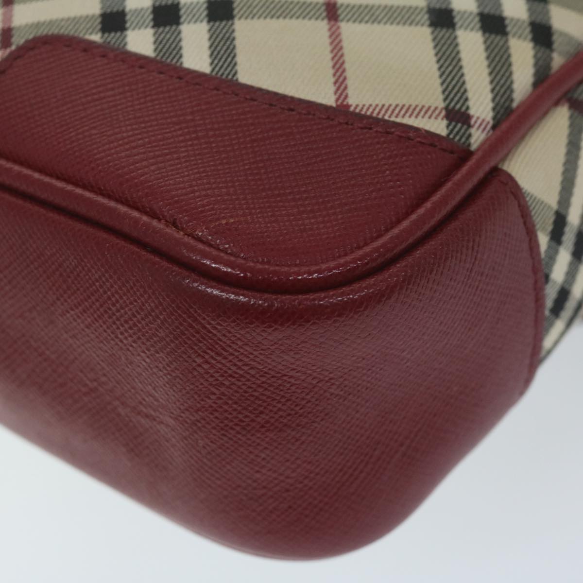 BurberrySs Nova Check Shoulder Bag Nylon Canvas Beige Red Auth 63826