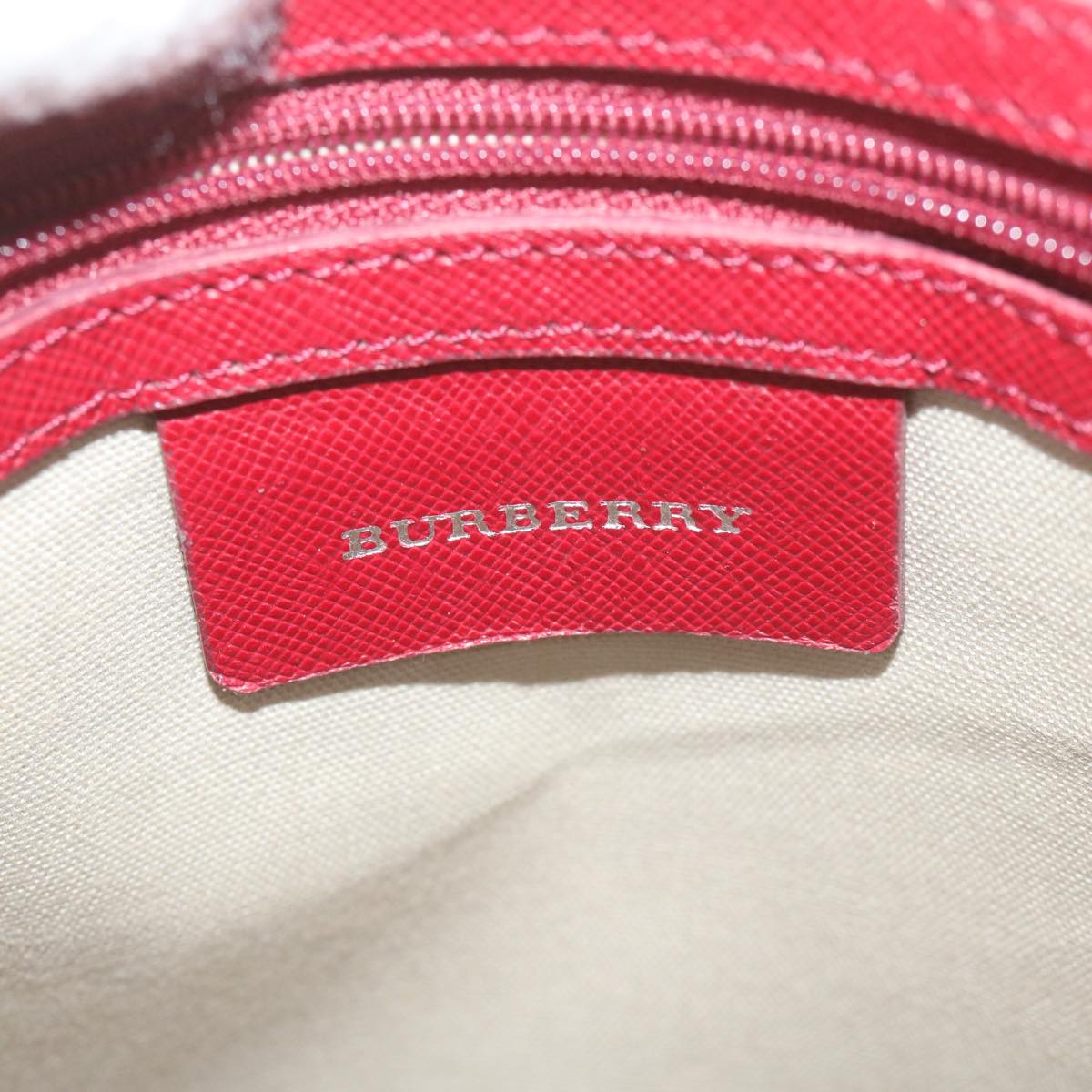 BurberrySs Nova Check Shoulder Bag Nylon Canvas Beige Red Auth 63826