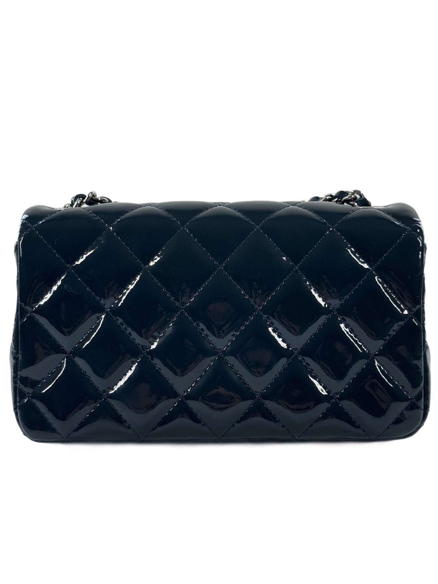 Chanel Turquoise Blue Quilted Patent Leather Extra Mini Classic Flap Crossbody Bag