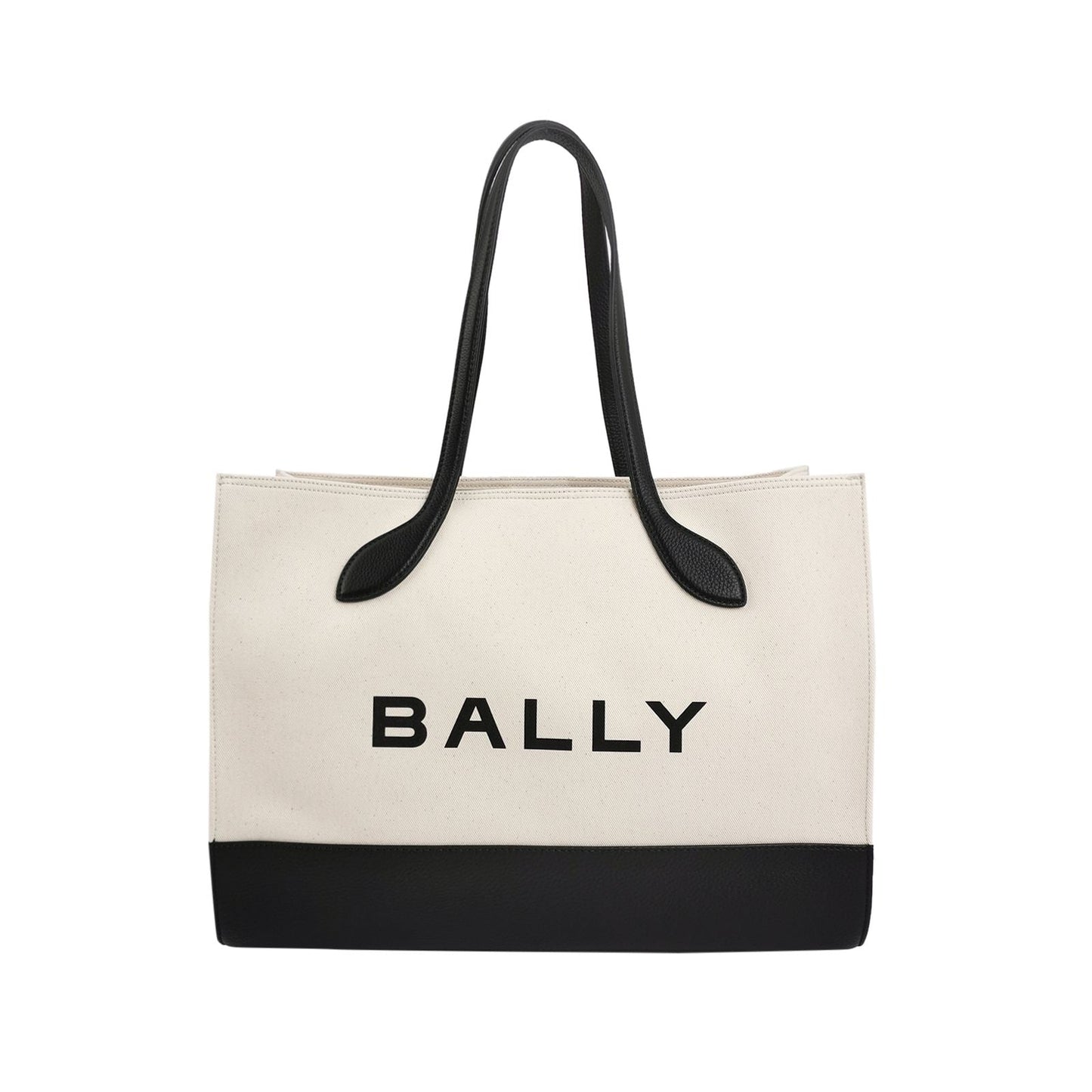 Preloved Bally Bar Leather Canvas Logo Tote Shoulder Bag 250501781173605