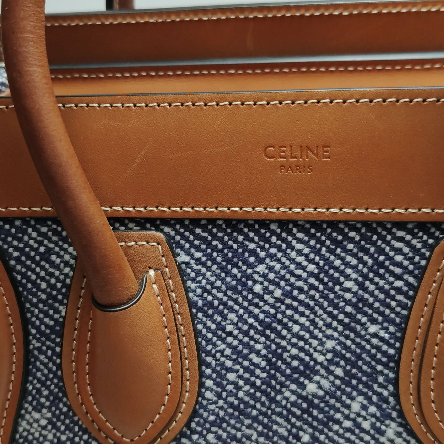 Preloved Celine Luggage Nano Smile Bag Leather and Canvas Crossbody Shoulder Bag 250501781174587