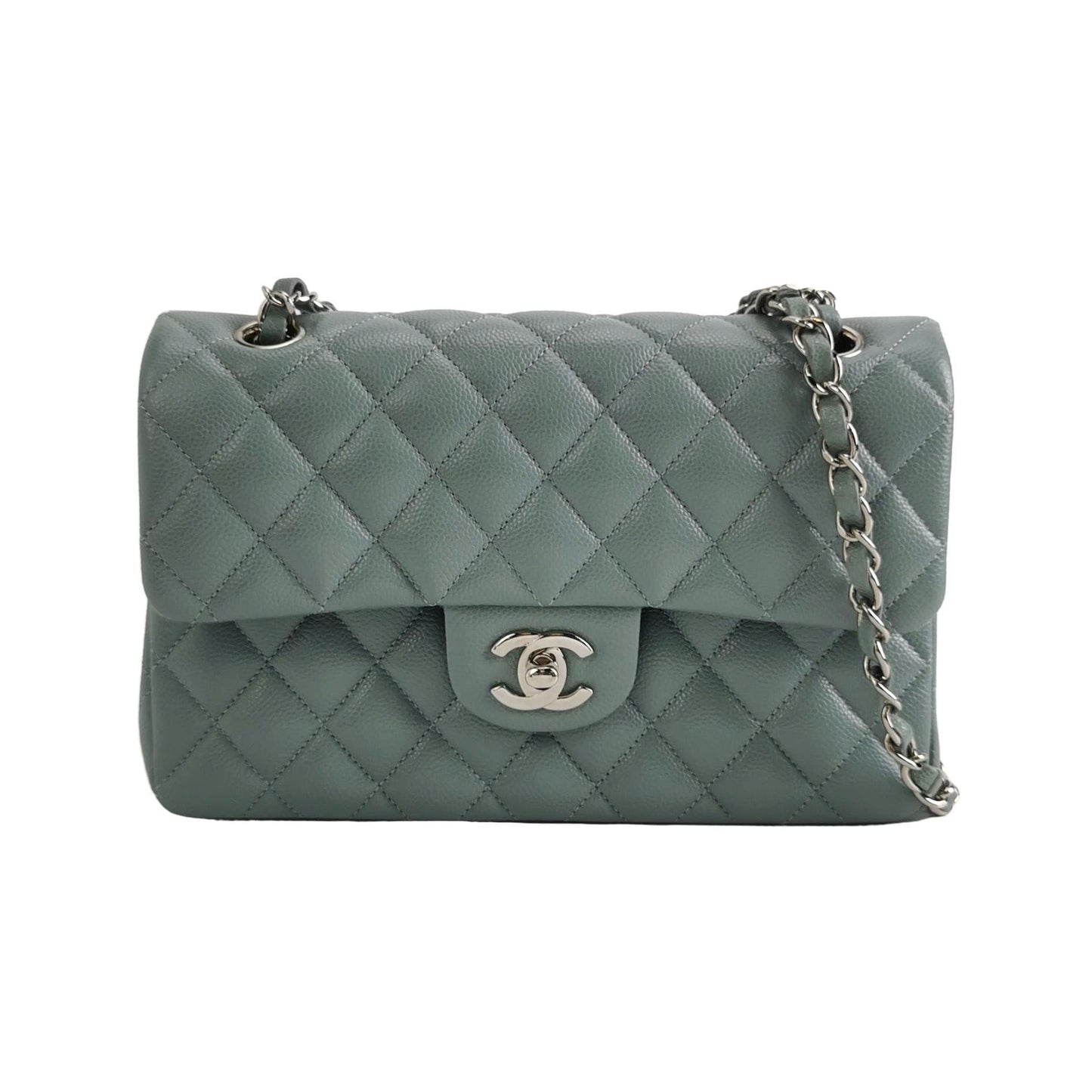 Preloved Chanel Classic Flap Seasonal Limited Edition Small Calfskin Quilted CC Turnlock Chain Shoulder Bag