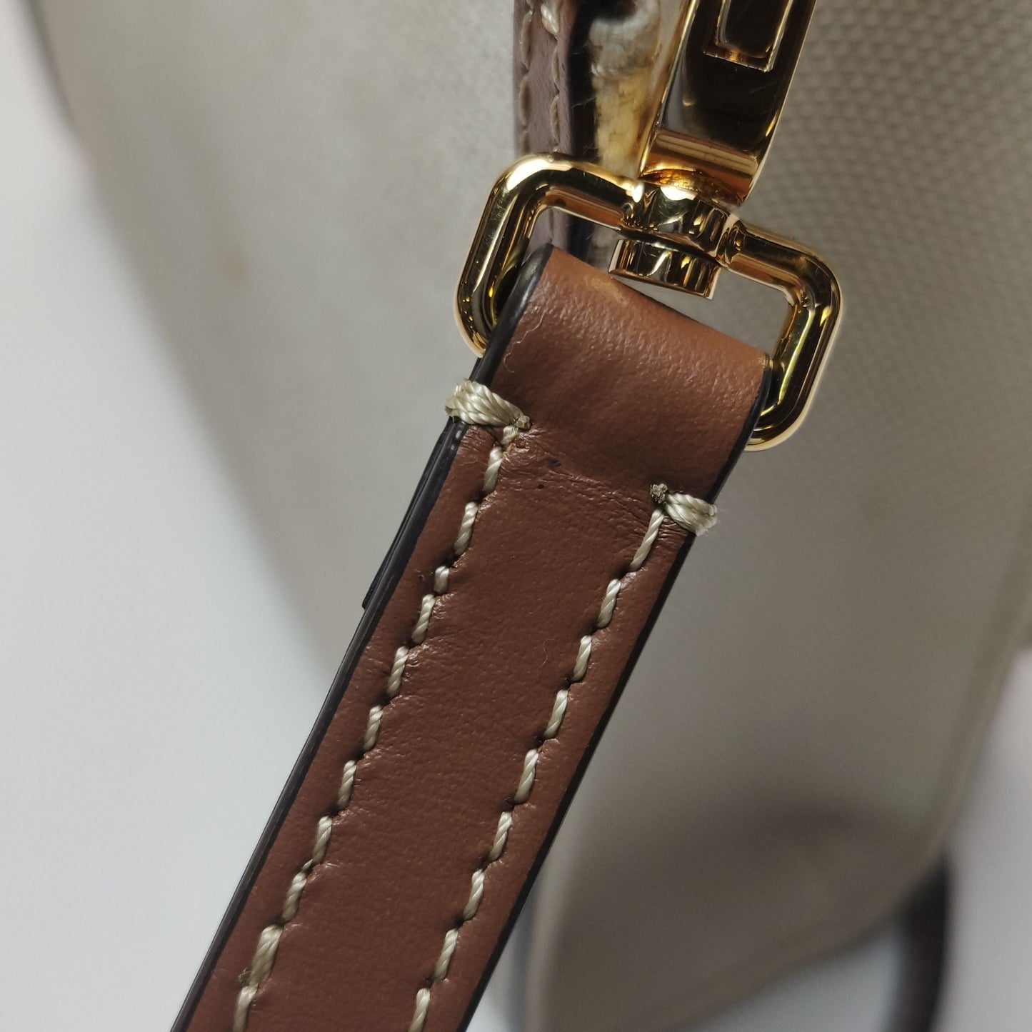 Preloved Burberry Pocket Mini Leather and Canvas Horseferry Print Hollow Handle Crossbody Shoulder Bag 250501781174597