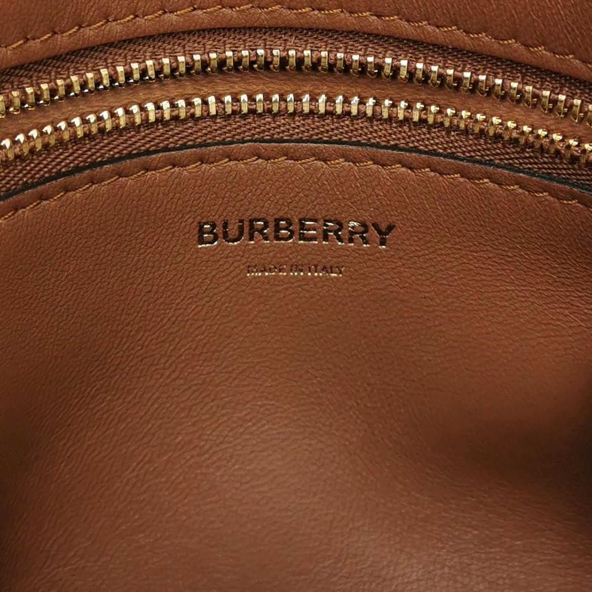 Preloved Burberry Pocket Mini Leather and Canvas Horseferry Print Hollow Handle Crossbody Shoulder Bag 250501781174597
