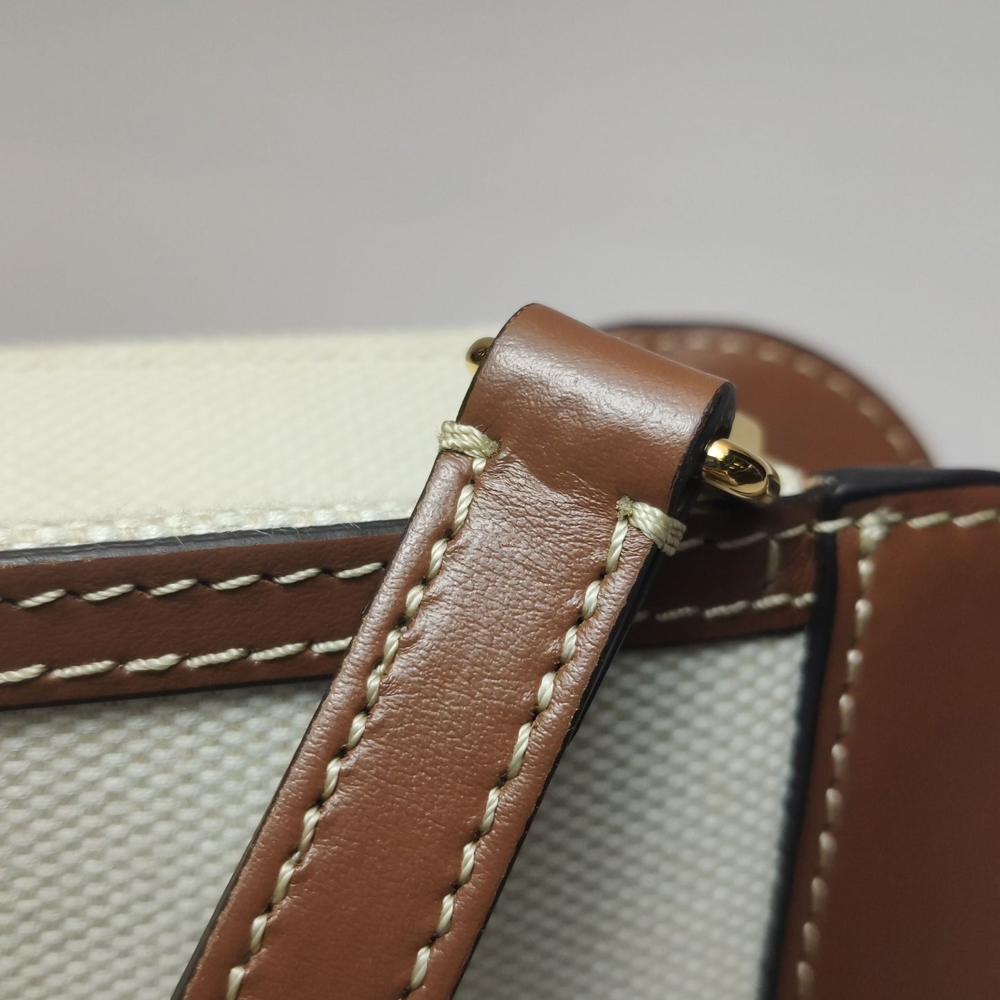 Preloved Burberry Pocket Mini Leather and Canvas Horseferry Print Hollow Handle Crossbody Shoulder Bag 250501781174597