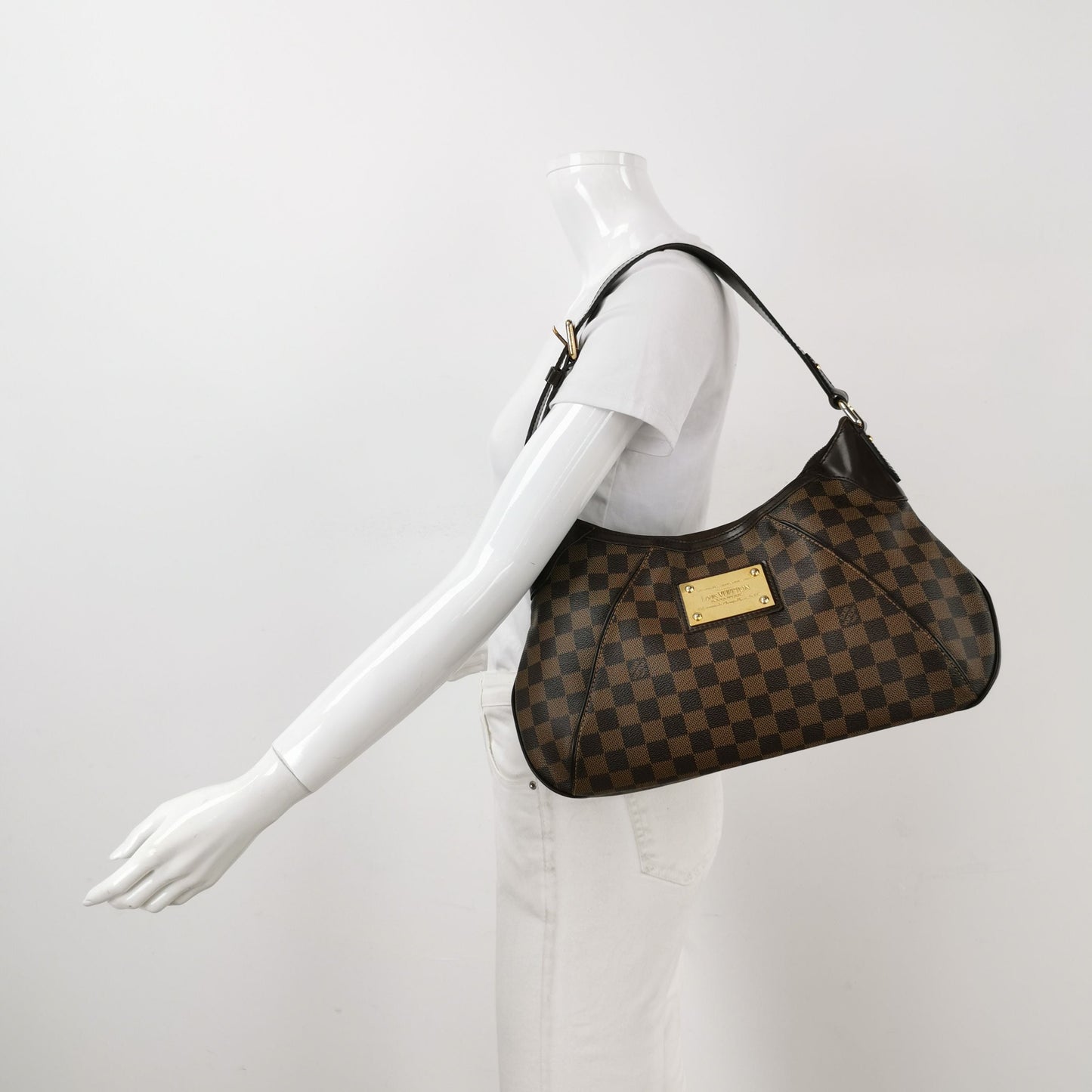 Louis Vuitton Thames Leather Checkerboard Logo Shoulder Bag 250119781033065
