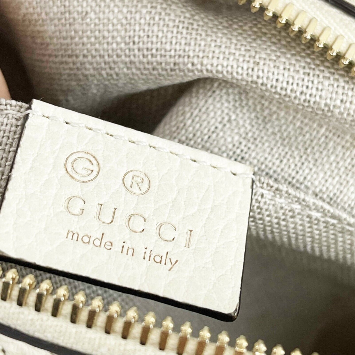 GUCCI Pristine Bree GG Canvas Ivory Disco Crossbody ssima Beige/White