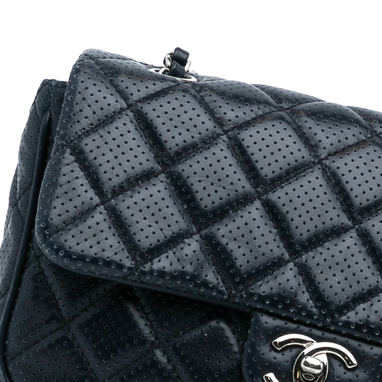 Blue Chanel Perforated Classic Mini Rectangular Flap Shoulder Bag
