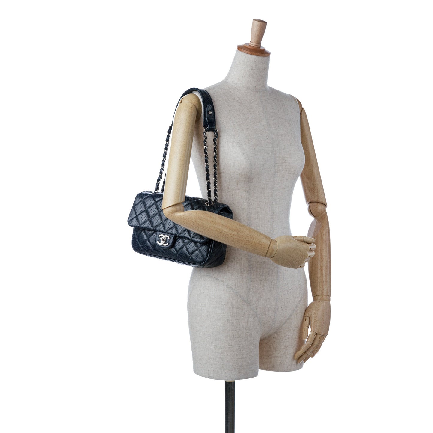 Blue Chanel Perforated Classic Mini Rectangular Flap Shoulder Bag