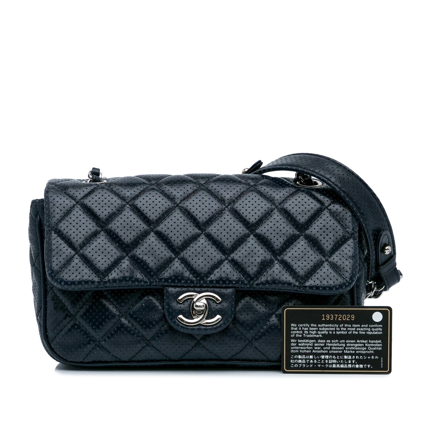 Blue Chanel Perforated Classic Mini Rectangular Flap Shoulder Bag