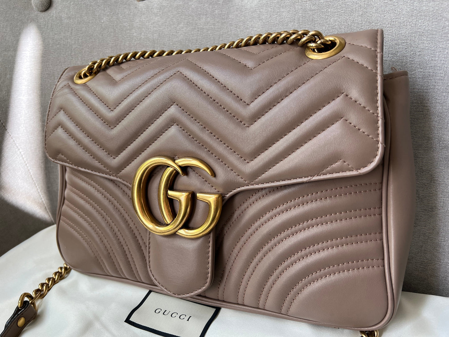Gucci GG Dusty Pink Marmont Medium Shoulder Bag