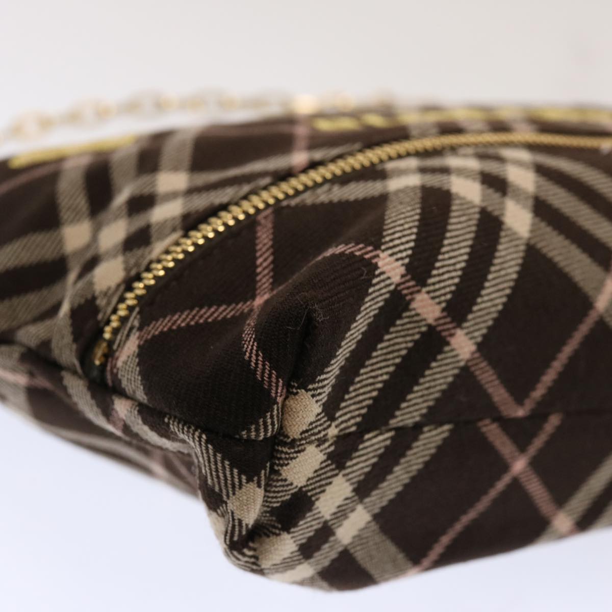Burberry Nova Check Blue Label Chain Shoulder Bag Canvas Brown Auth 69961