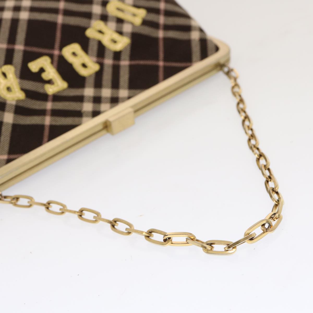 Burberry Nova Check Blue Label Chain Shoulder Bag Canvas Brown Auth 69961