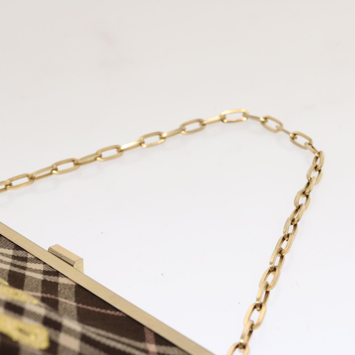 Burberry Nova Check Blue Label Chain Shoulder Bag Canvas Brown Auth 69961