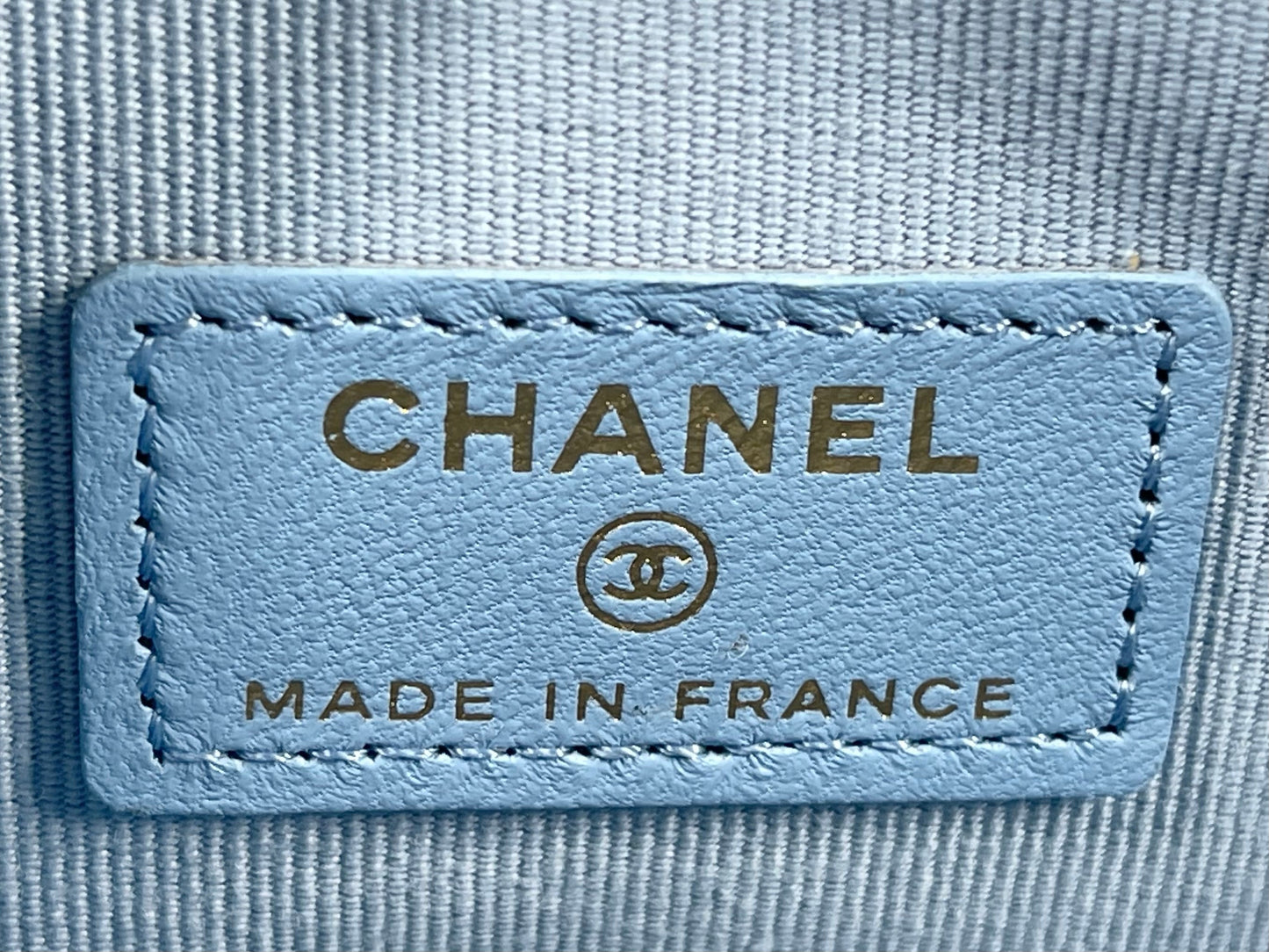 Chanel 22S Baby Blue Quilted Lambskin Small Heart Bag Clutch with on Chain