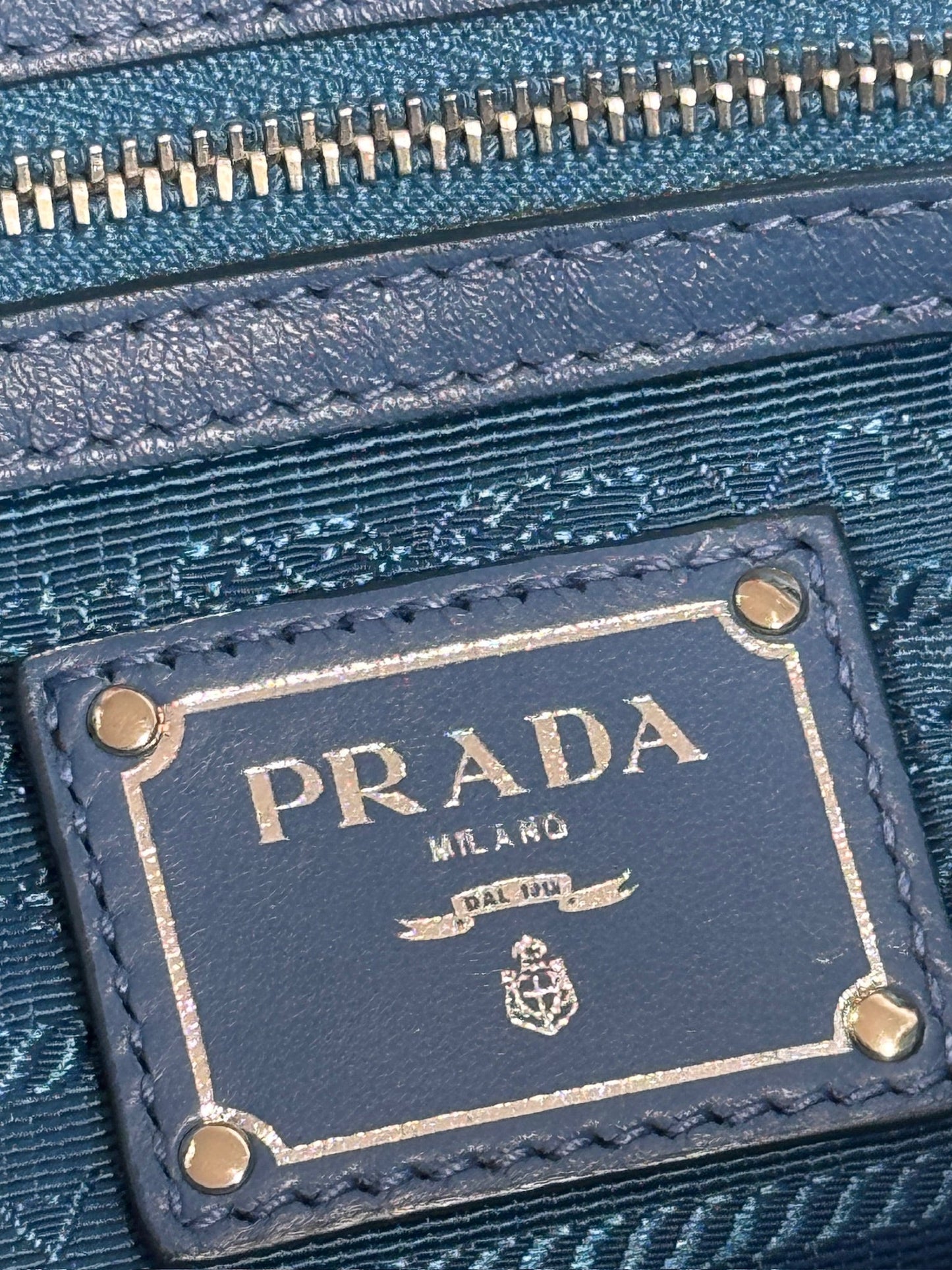 Prada Blue Faux Fur Medium Chain Shoulder Bag
